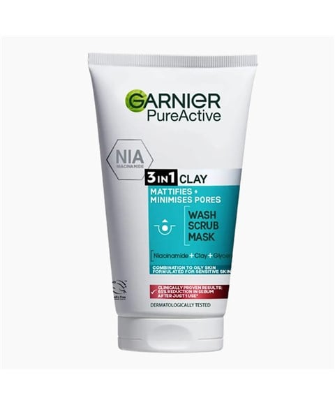 PURE ACTIVE 3IN1 MASQUE À L'ARGILE GOMMAGE LAVANT PEAU GRASSE