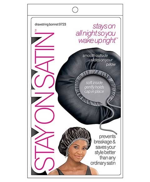 RESTEZ SUR LE BONNET À CORDON EN SATIN STYLE 9723 NOIR