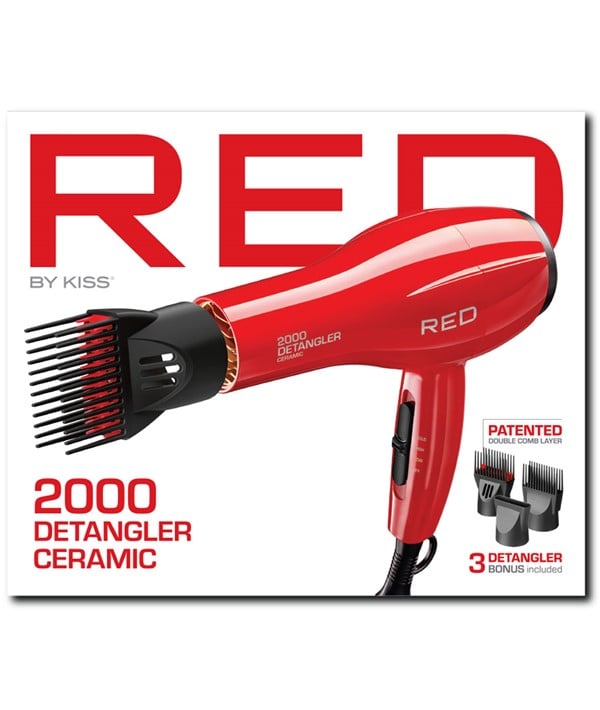 SÈCHE-CHEVEUX DÉMÊLANT EN CÉRAMIQUE RED BY KISS 2000 BD10NG