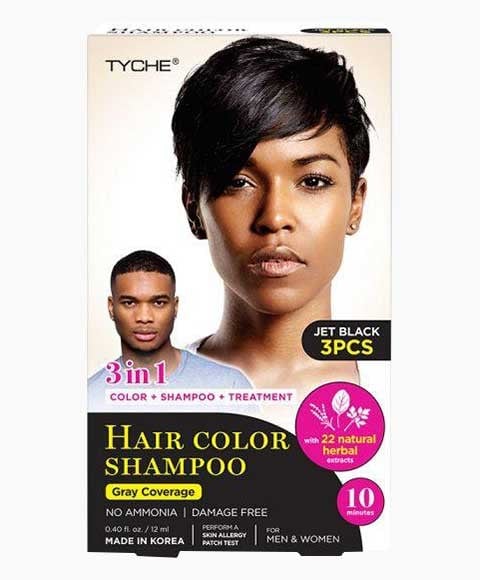 SHAMPOOING POUR COULEUR DE CHEVEUX TYCHE 3IN1 NOIR DE JAIS 