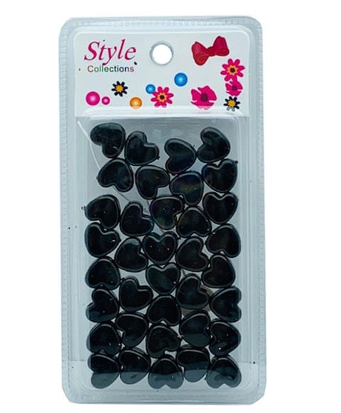 STYLE COLLECTION PERLES À CHEVEUX EN FORME DE COEUR BD003BLK