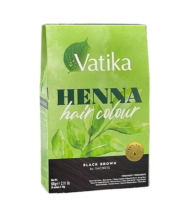 VATIKA COULEUR PERMANENTE AU HENNA NOIR BRUN 