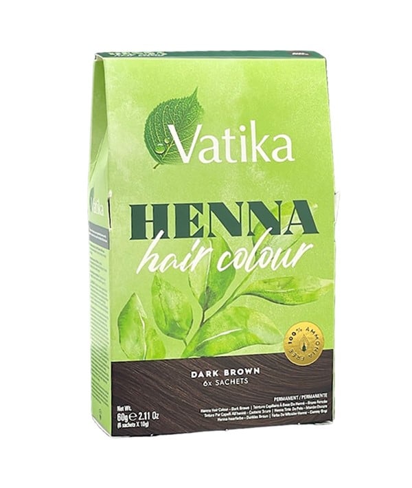 VATIKA HENNA COULEUR PERMANENTE POUR CHEVEUX BRUN FONCÉ